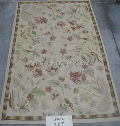 3'x5' Французский Aubusson плетеные коврики- шерсть коврик ручной работы