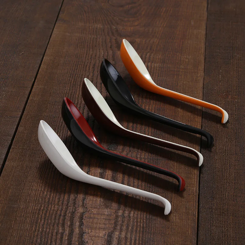 

Hotel plastic spoon household colored melamine long handle hook Japanese ramen spicy hot commercial soup noodle food spoon 10pcs