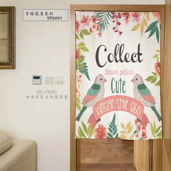 

Nice Curtains Colorful Birds Flowers Digital Printing Door Curtain Polyester Decorative Partition Mould Proof Shade Door Curatin
