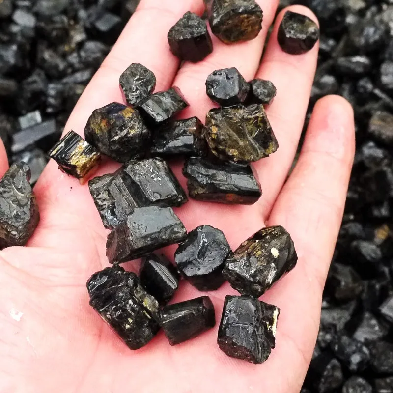 Натуральный очищает воду черный турмалин кристалл необработанный камень минеральный образец посадки аквариума декор камень ремесла