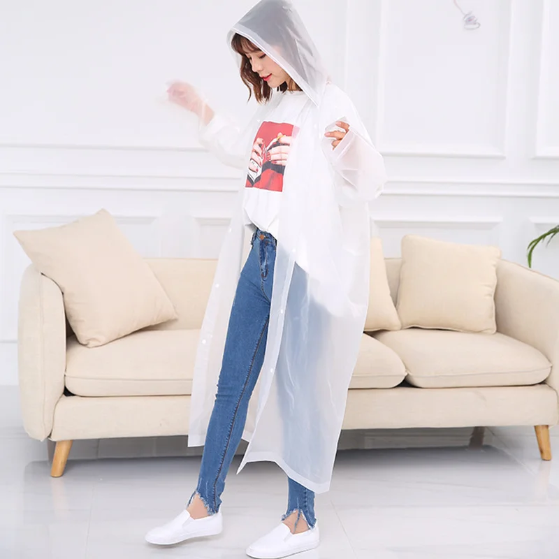

Fashion Women Men Transparent Raincoat Portable Outdoor Travel Rainwear Waterproof Camping Hooded Ponchos Plastic Rain Jacket