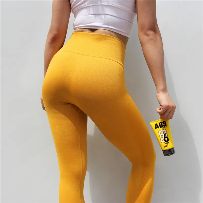 Цветные брюки-Капри для фитнеса, фитнеса, для женщин, с высокой талией, однотонные, для тренировок, спортивные, укороченные брюки, леггинсы, XS-L - Цвет: Цвет: желтый