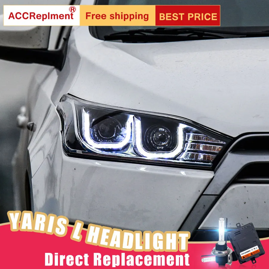 2 шт. светодиодный ные фары для Toyota YARiS L 2014 2015 Автомобильные ангельские глазки