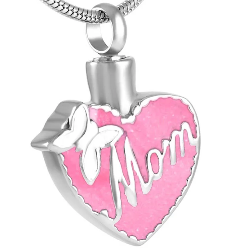 Ijd8555 Beautiful Butterfly Heart Urn Necklace Cremation Jewelry