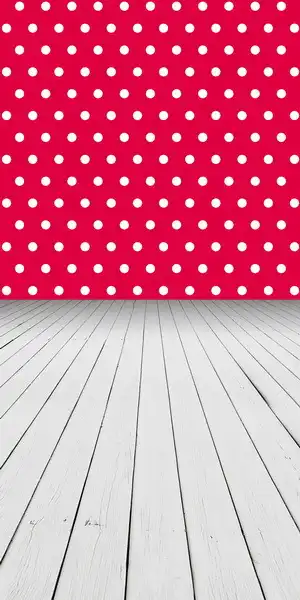 8x12ft Solid Red Crimson Wall White Polka Dots Pale Grey Wooden