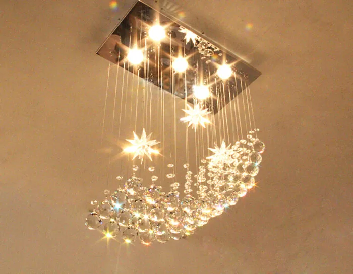 

Square crystal lamp restaurant lamp chandelier romantic modern simple bedroom lamp living room crystal chandelier ceiling light