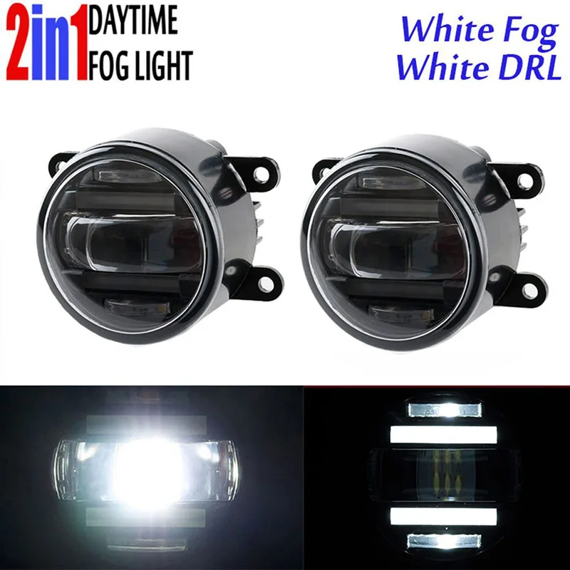 front led replacement fog lamp lights with daytime running light DRL white fog yellow fog amber fog lends 90mm 3.5inch fog Assemblies Assembly for ford honda subaru suzuki mitsubishi renault suzuki foglamp (1)