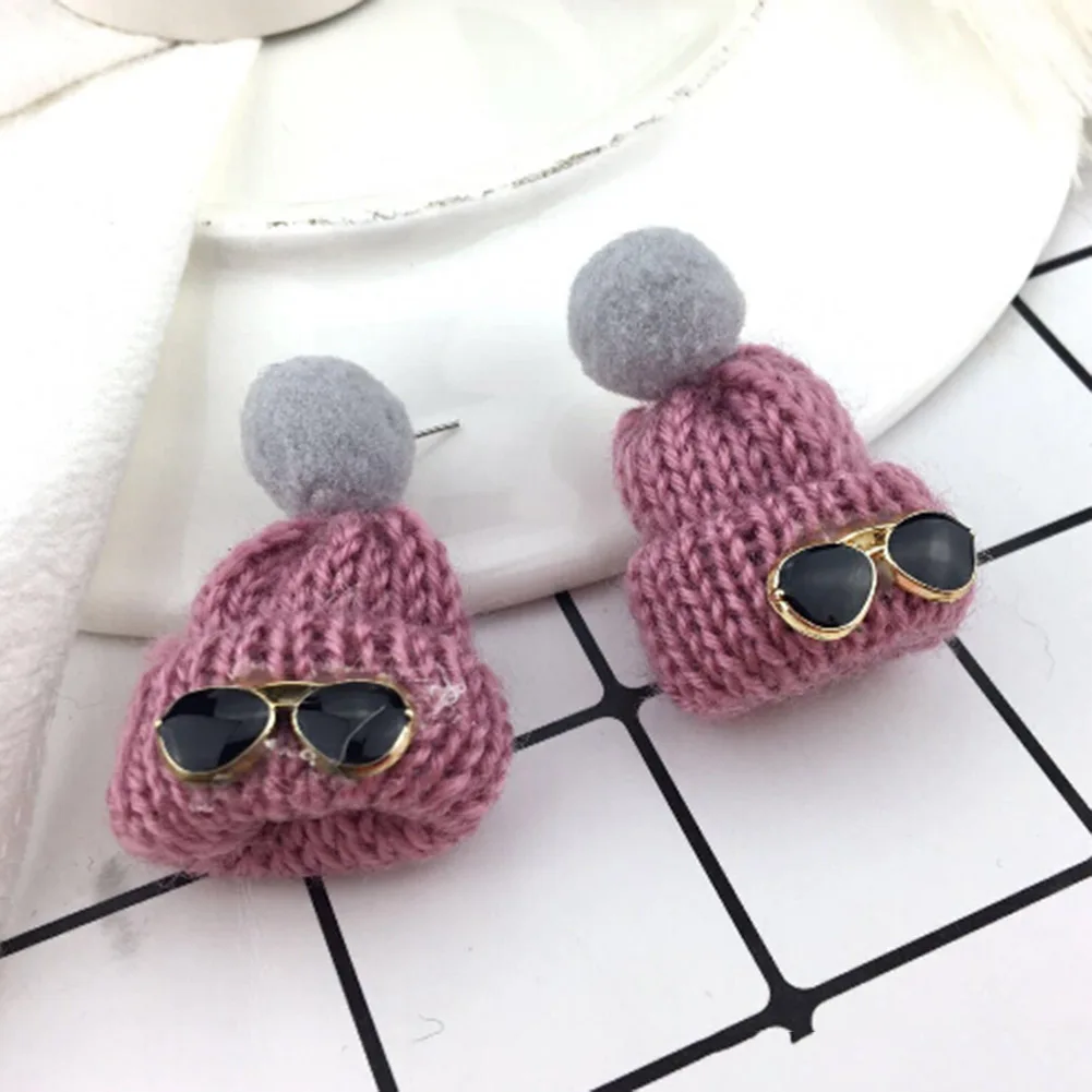 

Cute Design Hat Earrings Autumn And Winter Long Section Fur Ball Earrings For Women Christmas Jewelry
