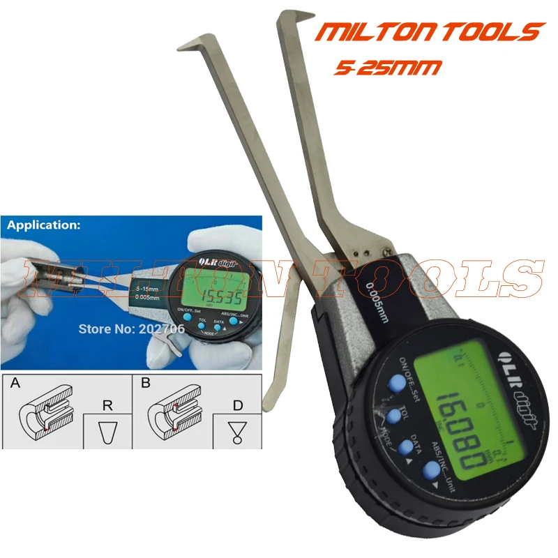 

5-25mm 0.005mm Digital Inside Caliper Electronic Gauge with Rotatable Dial Measuring Bore Groove Micrometer