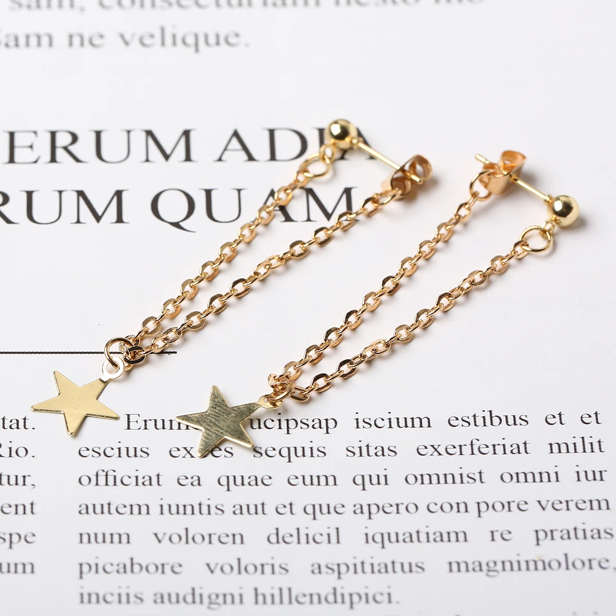 Charming Stylish Five-pointed Star Chain Tassel Pendant Earrings Gold Color Chic Dangle Earrings Fashion Jewelry Gifts For Women
