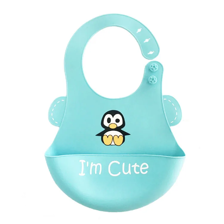 Пищевой силиконовый нагрудник для ребенка, водонепроницаемый шарф для малыша, слюнявчик, полотенца для младенца, тканевый мешок для кормления, детские товары - Цвет: Penguin