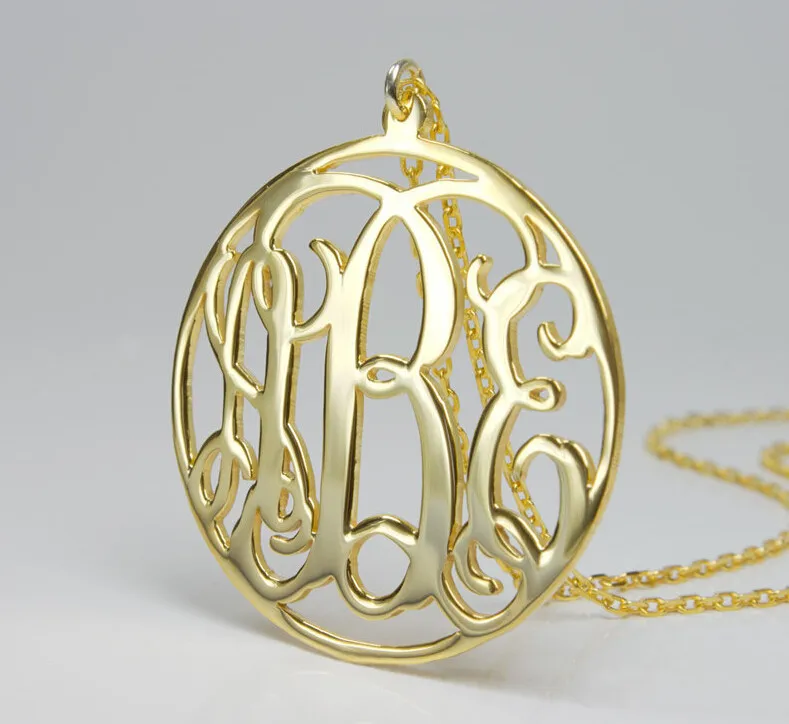 Ожерелье с монограммой на заказ, золотое ожерелье с кулоном, уникальное персонализированное ожерелье с монограммой