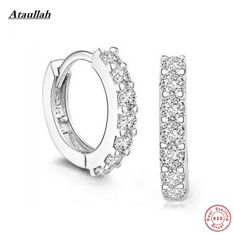Ataullah 925 Sterling Silver Zircon Stone Hoop Earrings For Women Classic Earrings for Women Sterling Silver