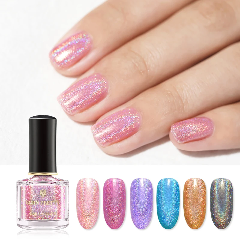 

BORN PRETTY 6ml Holographic Nail Polish Glitter Shimmer Colorful Nail Art Manicure Varnish DIY Design