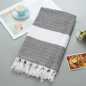 

New Oversized Turkish Bath Towel with Tassel Soft Terry Cloth Striped Adult Beach Towel Extra Large Peshtemal Bath Sheet Scarf