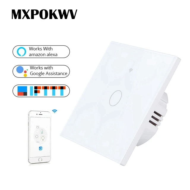 1gang EU wifi type Смарт жизнь выключатель света сенсорный переключатель Wi-Fi 1/2/3 банды выключатель света США/EU Стандартный работать с Alexa Google домашней автоматизации модуль - Комплект: 1gang EU wifi type