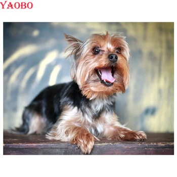 

full Round Diamond Embroidery Animal Yorkshire Terrier Dog Diamond Painting Cross Stitch Diamond Mosaic Needlework Easter gift