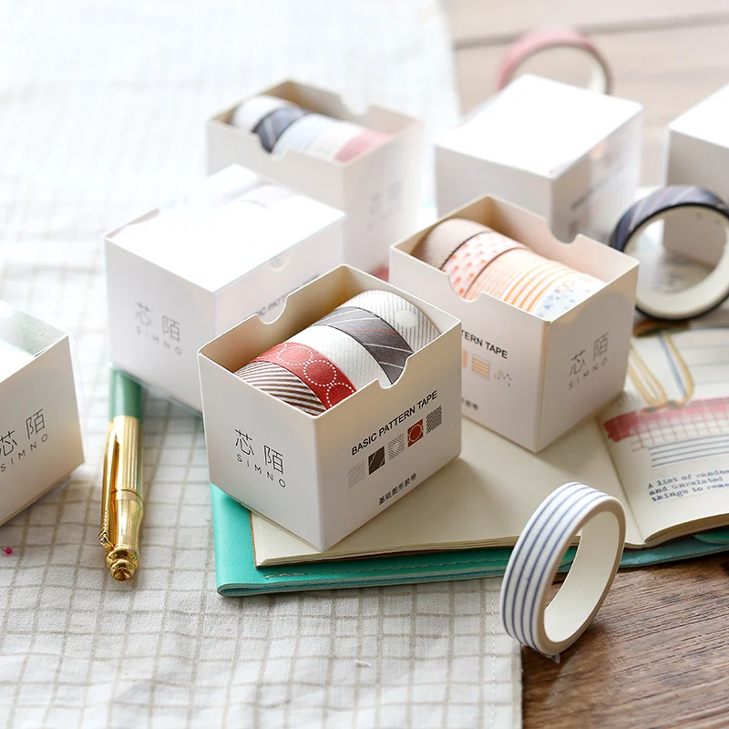 5X DIY decorative scrapbook masking tape Solid color paper tape washi tape stationery Sticker Label office adhesive tape 3