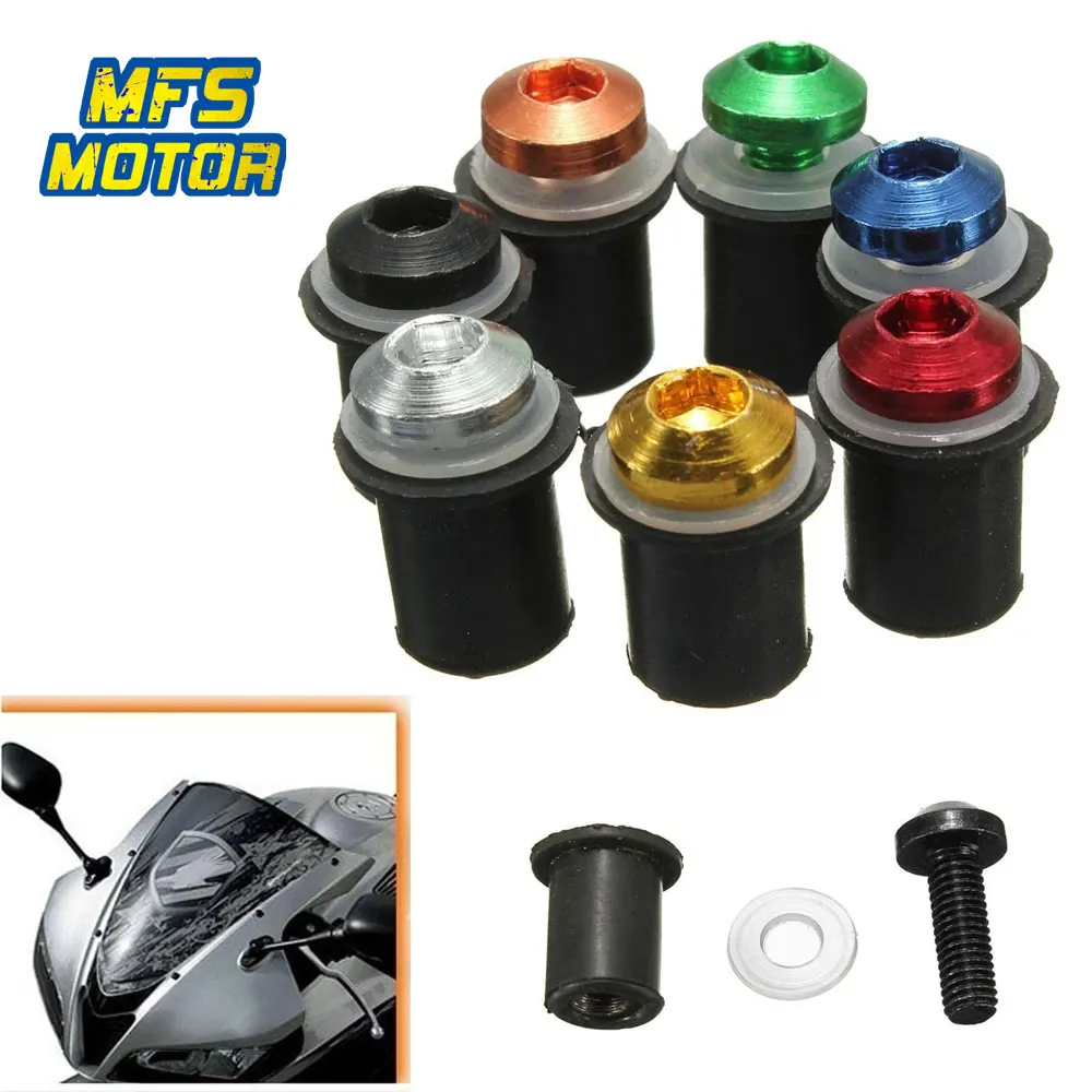 

10pcs 5mm Windscreen Screws Bolts for Yamaha YZF R1 R1S R6 R6S R3 YZF600R Universal Motorcycle Windshield Screw Kit Nut Fastener