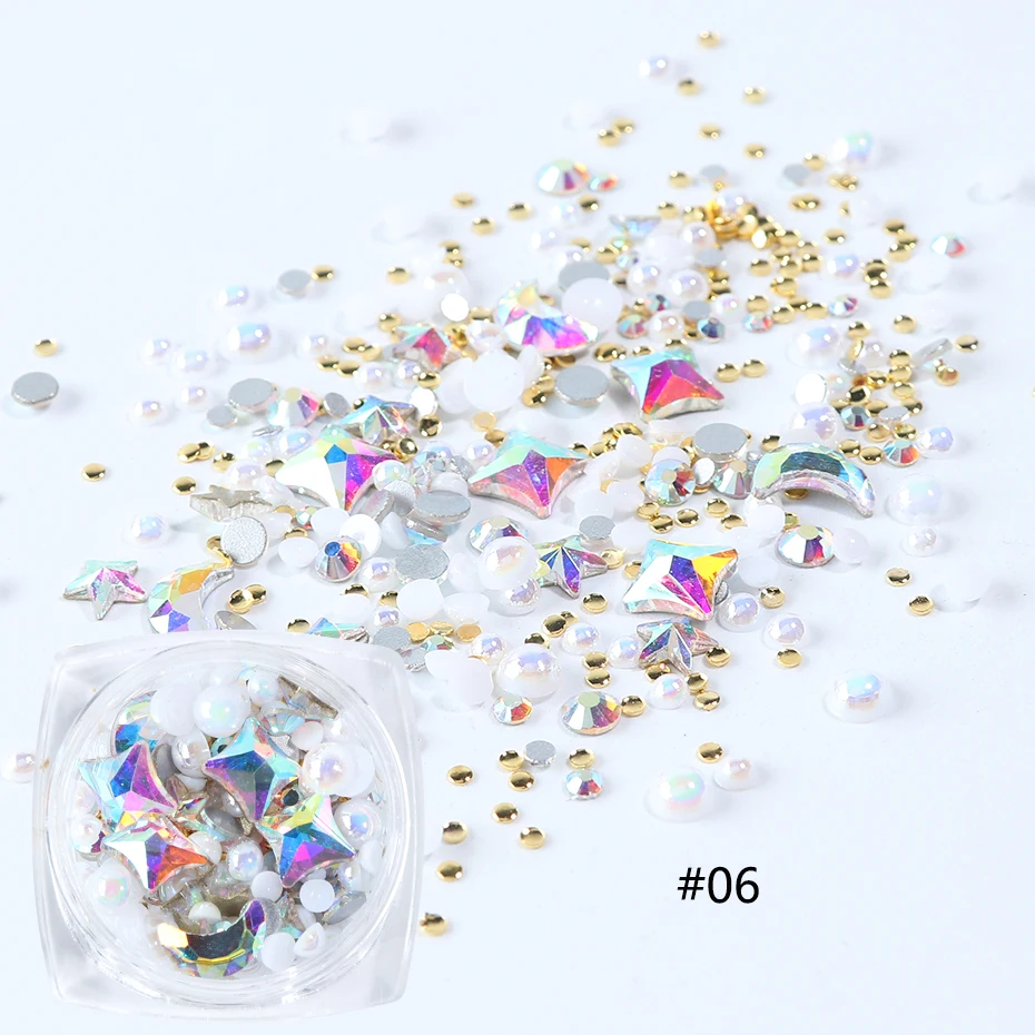 3D Mix Sizes Crystal AB Rhinestones Nail Art Decorations Charm Flatback Glitter Beads Jewelry Stones Manicure Accessories LA1018 (11)