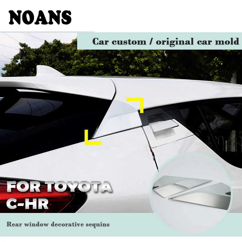 

NOANS Car Styling Rear Tail Window Trim Side Spoiler Sequins Stickers For Toyota CHR C-HR 2018 2017 2016 Accessories