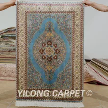 Yilong 2,7 'x4' шелковый ковер синий vantage изысканные турецкие шелковые ковры ручной работы(0496