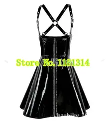 Для женщин мода чулок Платья для женщин пикантные черные сапоги ПВХ грудью Клубные платья костюмы Костюмы Платья для вечеринок с молнией