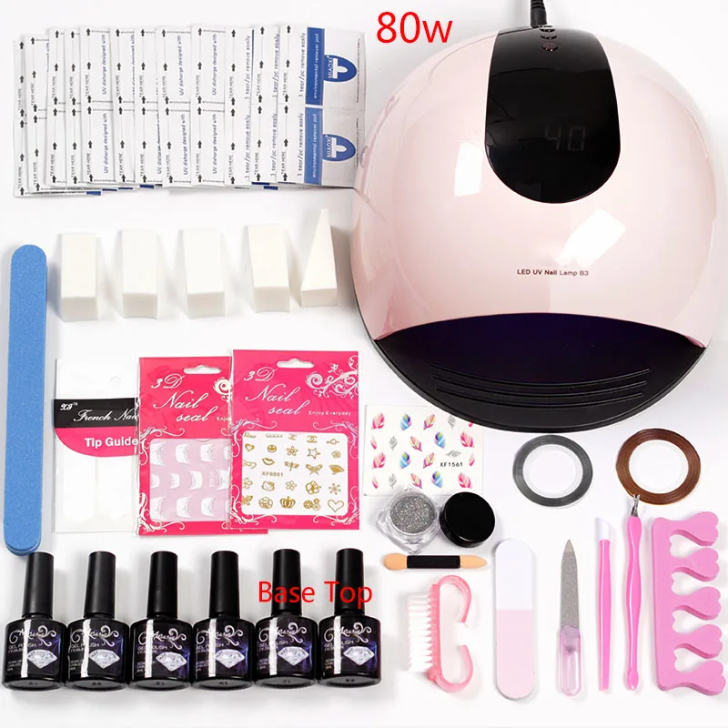 

Laser Powder Acrylic Nail Set for Manicure Set Nail Kit 36w/48w/80w LED Lamp Dry 4 Color Nail Polish Gel Varnish Art Tools