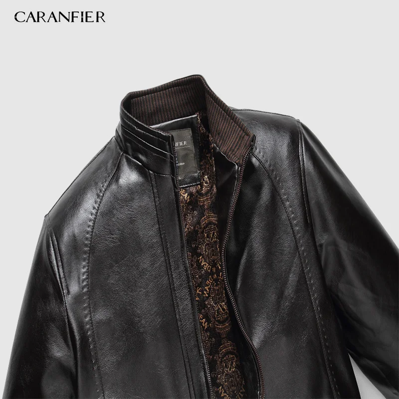 Куртка из искусственной кожи CARANFIER для мотоциклистов с воротником стойкой