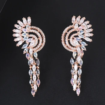 

GODKI Trendy LuxuryFlower Leaf Retro Dangle Earrings for Women Wedding Full Micro CZ Cubic Zircon Bohemia Hot Drop Earring 2019