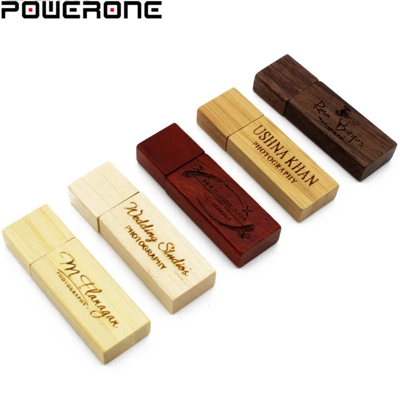 

POWERONE Custom LOGO Wooden memory Stick usb 2.0 pen drive 4GB 8GB 16gb 32gb 64gb wooden memory usb flash drive usb flash stick