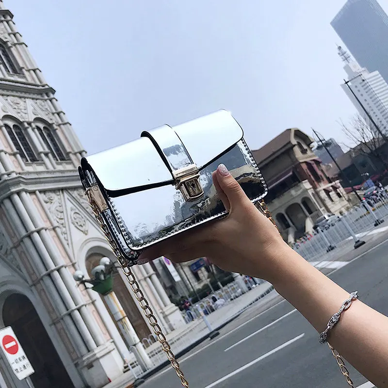 

QIAOBAO Silver Crossbody Bag For Women High Quality Chain Luxury Famous Brand Lady Pu Leather Shoulder Bags Flap Messenger Bags