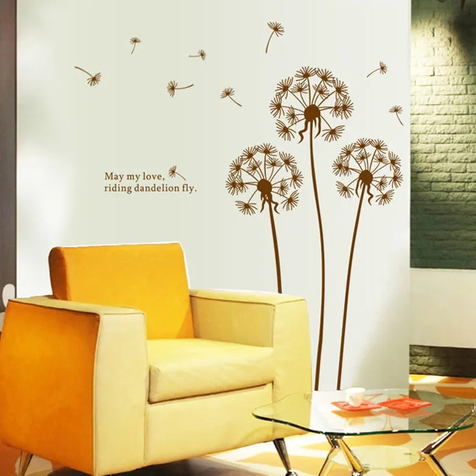 Съемный красивый стикер для стен «Одуванчик» гостиная спальня Наклейка Фреска Искусство DIY Украшение дома на стену аксессуары для дома - Цвет: as shown