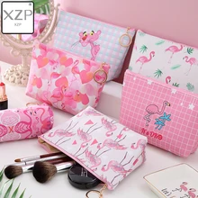 XZP Portable Pink Flamingo Makeup Bags Coin Storage Case Travel Make up PU Pouch Cute Cosmetic Bag For Women Toiletry Wash Bags