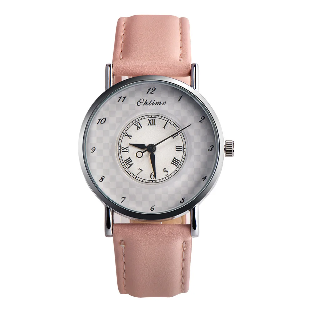 Oktime Brand Classic Watches Women Simple Style Leather Strap Casual