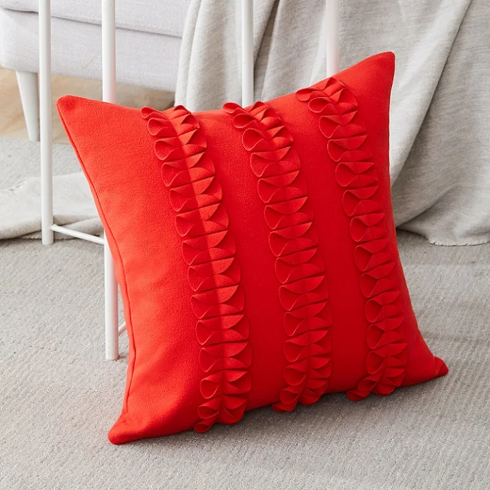 Topfinel Мягкая Милая наволочка с бантиком, наволочка для подушки, роскошные квадратные декоративные подушки для дивана, кровати, автомобиля, подушки для дома - Цвет: Red