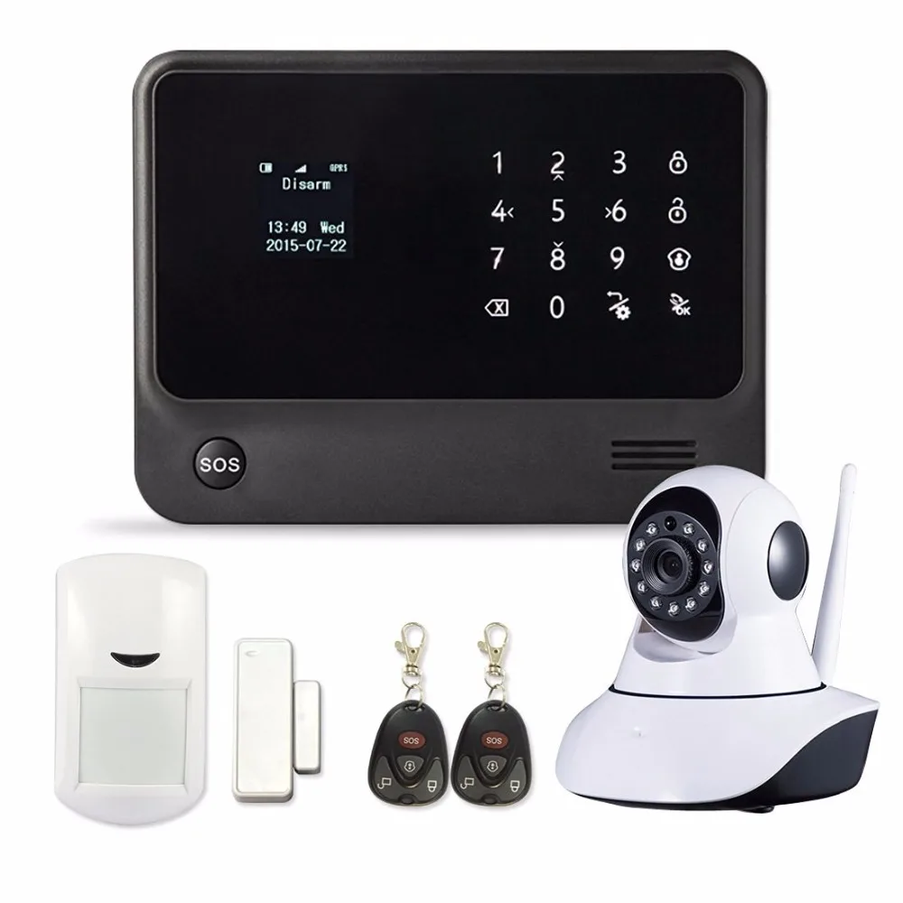Android IOS APP Touch Screen WIFI Wireless Alarm System LCD Display House Alarm GSM with font