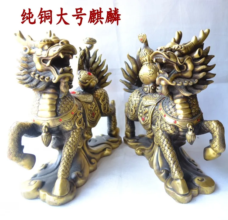 

Bronze statue copper decoration copper lucky gift fire kirin oversized antique