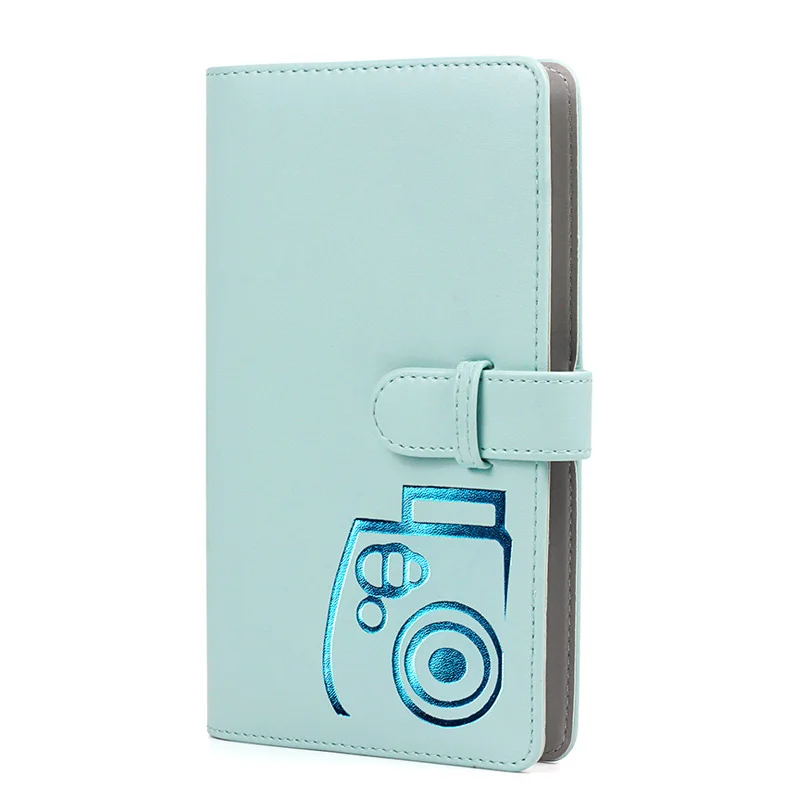 Protective Case Waterproof PU Leather Bag with Shoulder Strap+96 Pockets Photo Album for Fuji Fujifilm Instax Mini 9/8/7s Camera - Цвет: Ice Blue Album