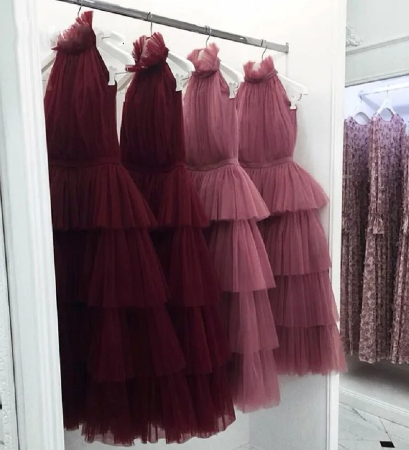 New-Arrival-Tiered-Tulle-Prom-Dresses-2019-White-Pink-Black-Custom-Made-Tea-Length-Elegant-Wom