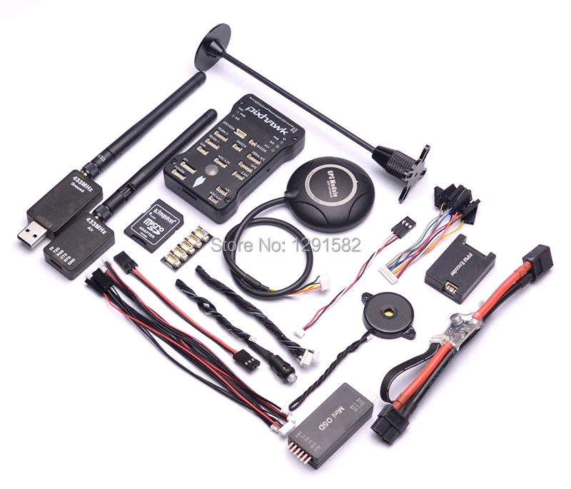 

Pixhawk PX4 Autopilot PIX 2.4.8 32 Bit Flight Controller w/ 433 100mw telemetry Safety Switch and Buzzer M8N Mini OSD PPM 4GB