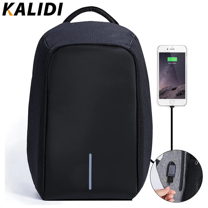 KALIDI 15 6 дюймов Anti theft ноутбук рюкзак Водонепроницаемый с USB зарядка Тетрадь для