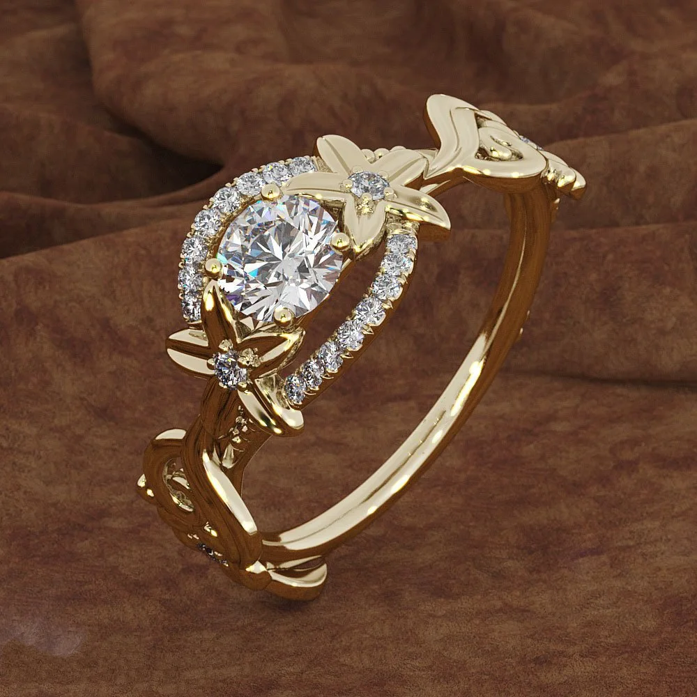 18k Rose Gold Flower Zircon Diamond Engagement Ring for Women Gemstone Bizuteria Diamond bijoux femme anillos mujer de Rings 18k Rose Gold Flower Zircon Diamond Engagement Ring for Women Gemstone Bizuteria Diamond bijoux femme anillos mujer de Rings