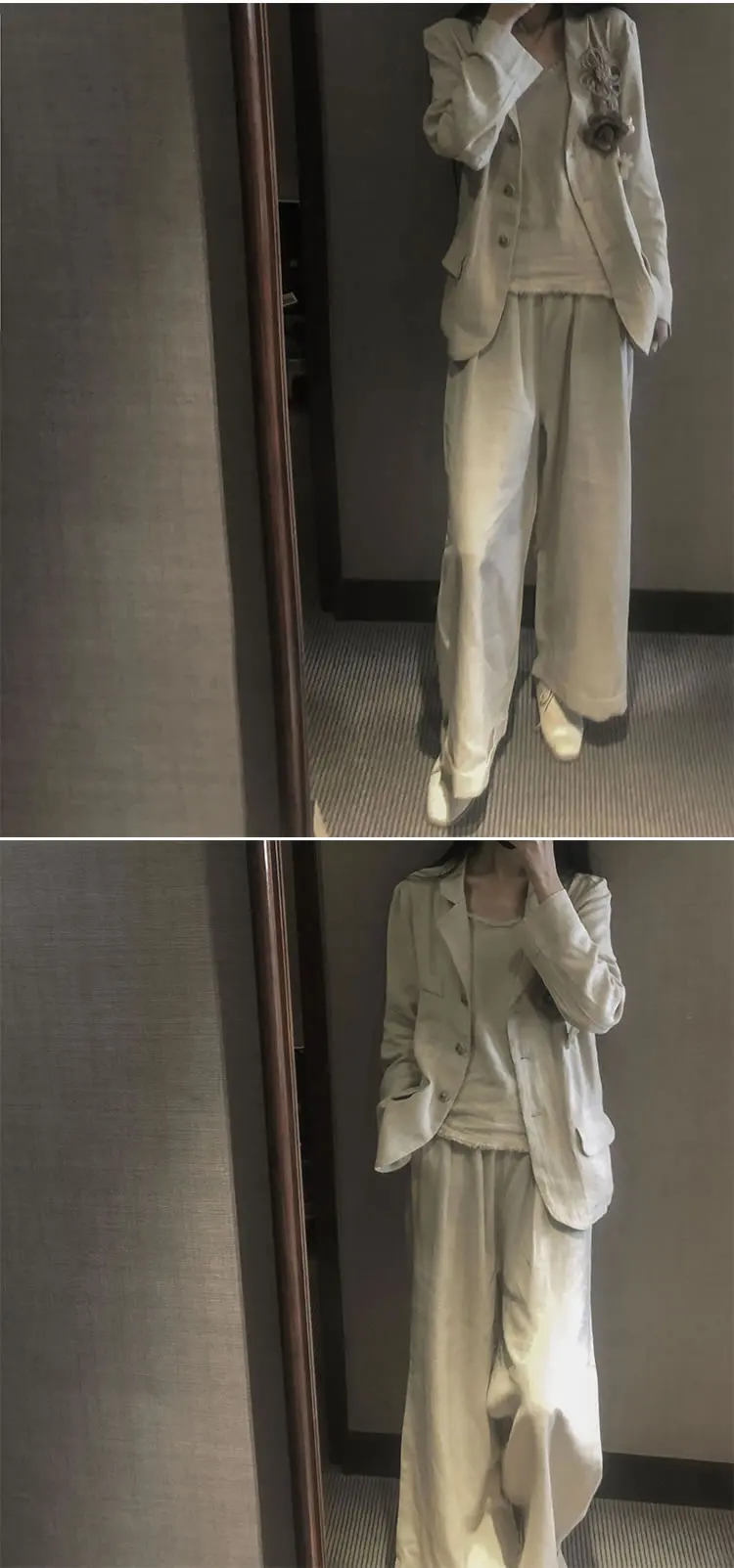 XITAO Vintage Cardigans Jacket Women Turn Down Collar Single Breasted Loose Floral Pocket Casual Wild Joker Elegant WBB4365