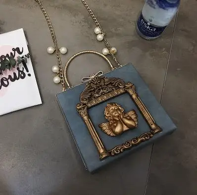 Роскошная модная Амура коробка с наклейками форма искусственная кожа жемчужная цепь сумка на плечо вечерние сумки женская сумка через плечо - Цвет: blue