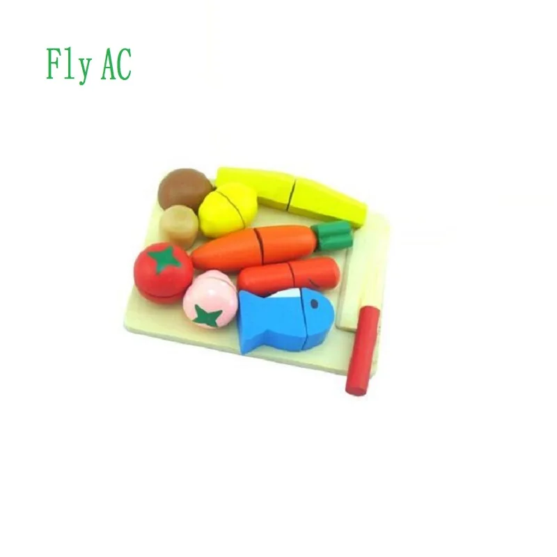 Fly AC деревянный Кухонные игрушки, чтобы играть Резка фрукты овощи Дети раннего развития образования навыки Игрушечные лошадки