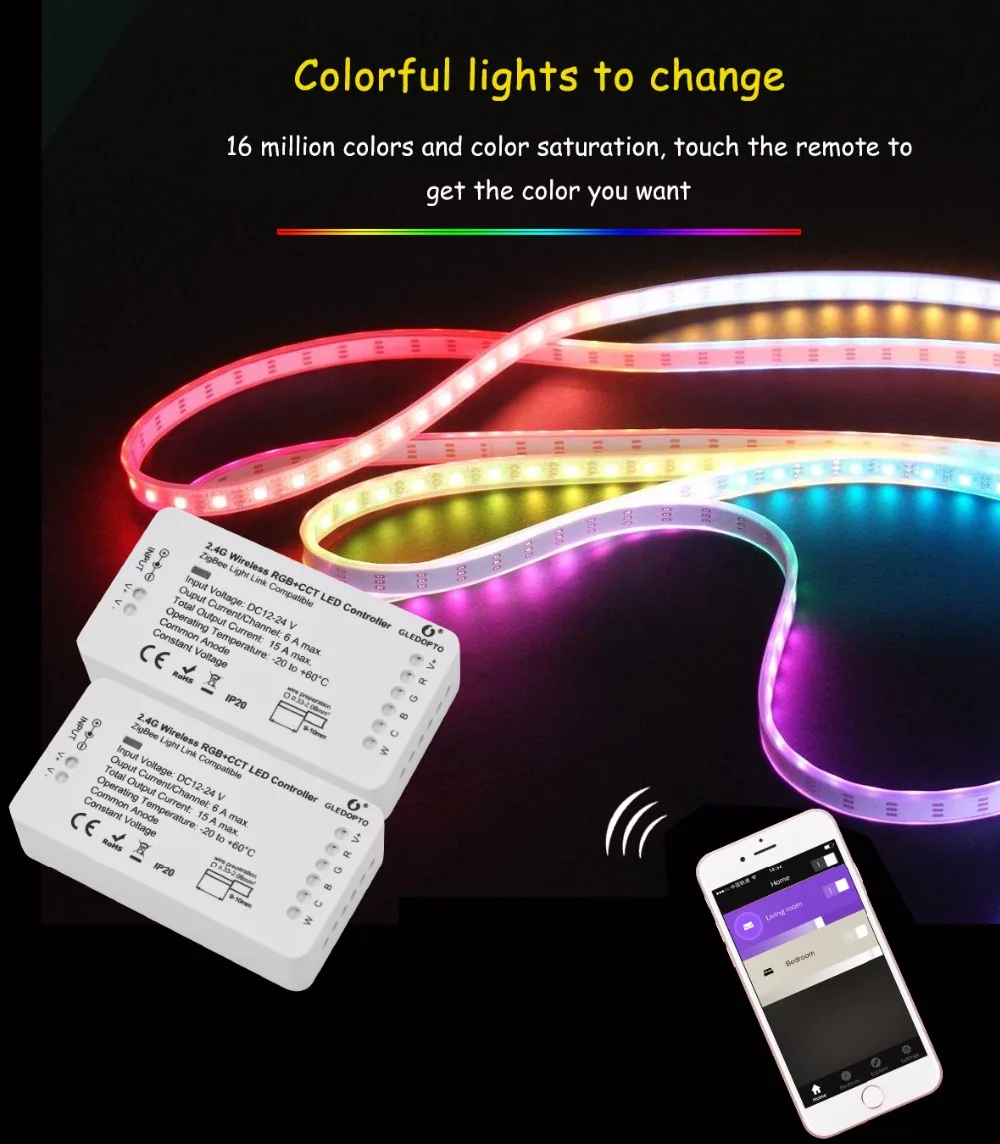 G светодиодный OPTO ZIGBEE светодиодный контроллер RGB+ CCT WW/CW zigbee контроллер светодиодный DC12-24V светодиодный контроллер zll app контроллер RGBW rgb