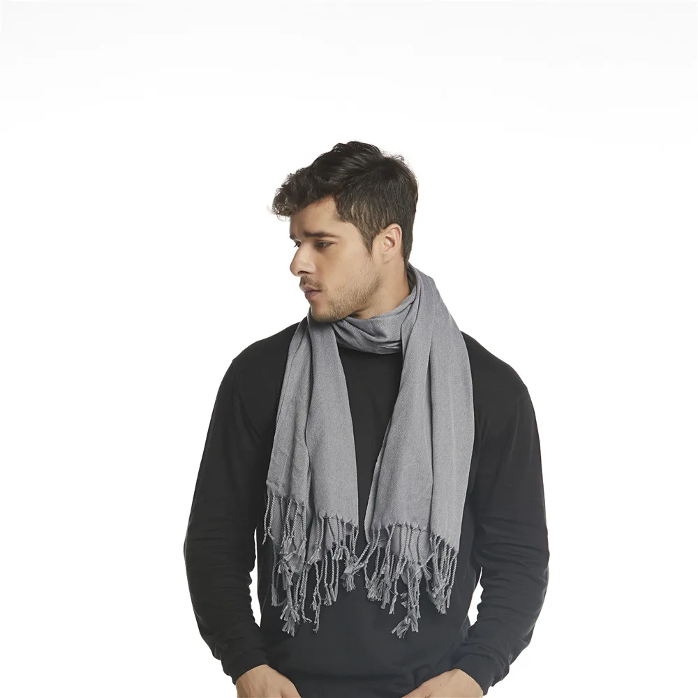 best scarves for men Jinjin.QC Men Solid Scarf Gray Scarves With Fringe Mens Tassel Scarfs Echarpe Foulard Bufandas Invierno Mujer 2019 Hijab Scarf wool scarf mens