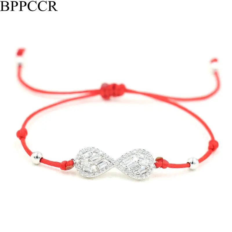 BPPCCR Блестящий Кристалл Циркон AAA стразы Бесконечность браслет для женщин мужчин Красная Нить веревка String Браслеты Lucky Lover ювелирные изделия