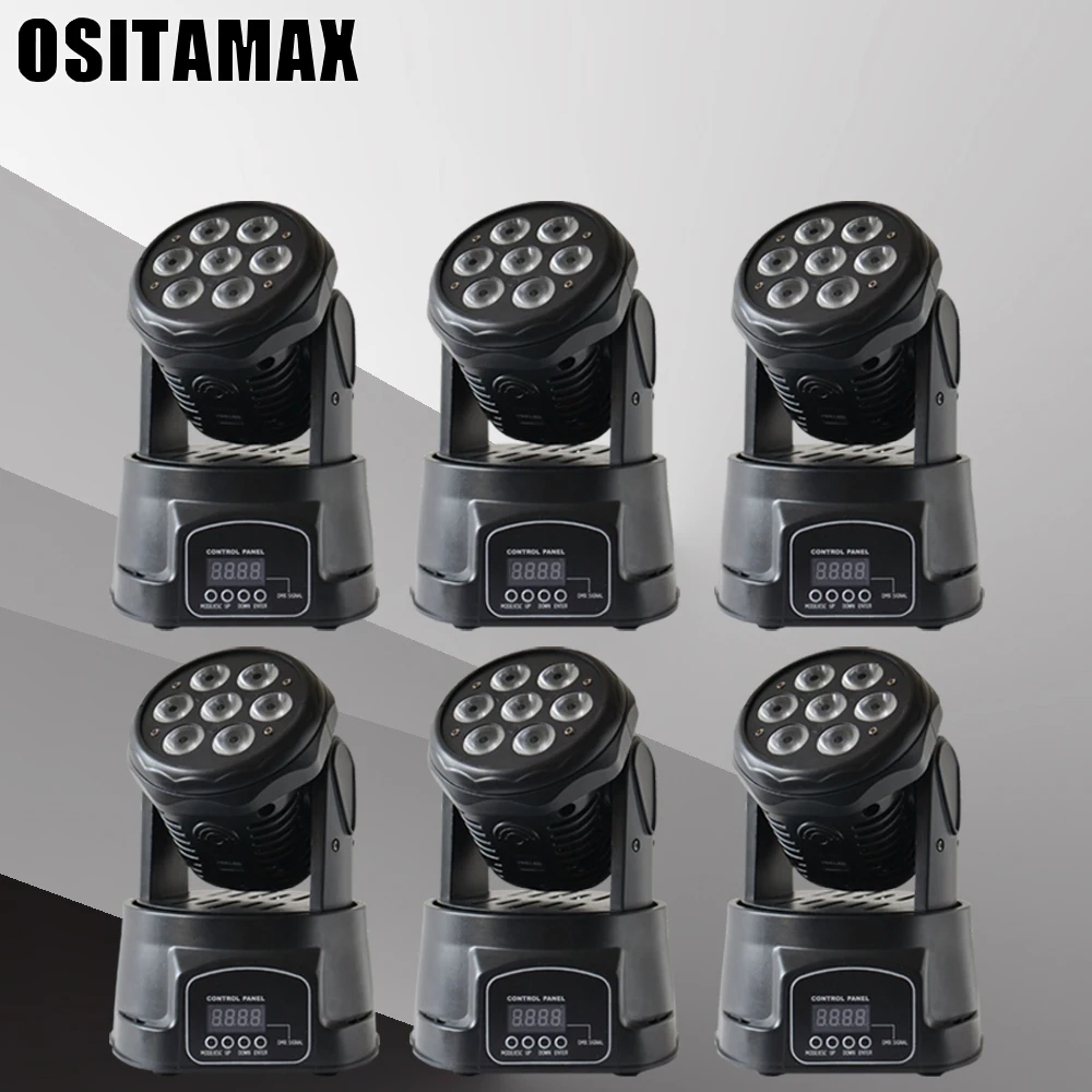 (6 шт./лот) движущаяся головка LED освещение для мытья сцены 7 RGBW 4in1 Профессиональный